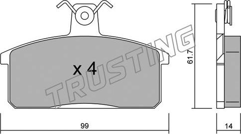 Trusting 028.4 - Тормозные колодки, дисковые, комплект autosila-amz.com