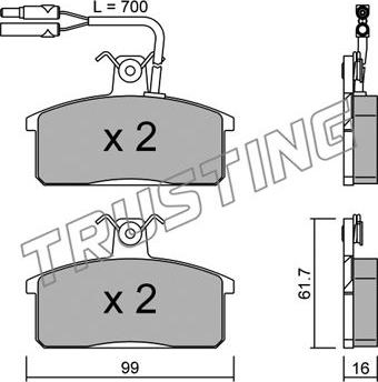 Trusting 028.1 - Тормозные колодки, дисковые, комплект autosila-amz.com