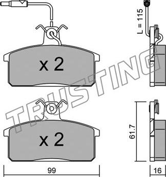 Trusting 028.2 - Тормозные колодки, дисковые, комплект autosila-amz.com