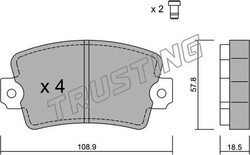 Trusting 193.0 - Тормозные колодки, дисковые, комплект autosila-amz.com