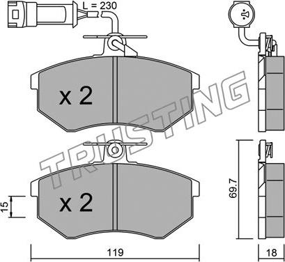 Trusting 151.4 - Тормозные колодки, дисковые, комплект autosila-amz.com