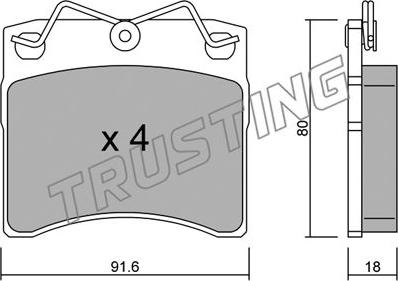 Trusting 166.0 - Тормозные колодки, дисковые, комплект autosila-amz.com