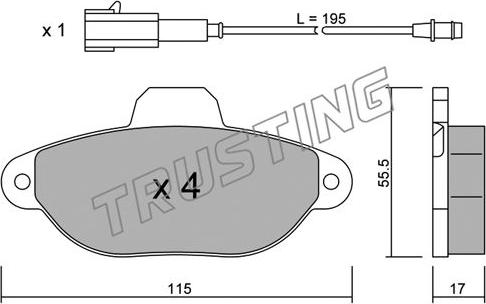 Trusting 162.2 - Тормозные колодки, дисковые, комплект autosila-amz.com