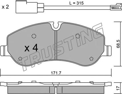 Trusting 1006.0 - Тормозные колодки, дисковые, комплект autosila-amz.com