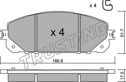 Trusting 1016.0 - Тормозные колодки, дисковые, комплект autosila-amz.com