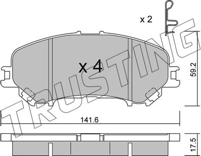 Trusting 1034.1 - Тормозные колодки, дисковые, комплект autosila-amz.com