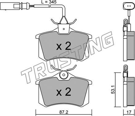 Trusting 102.6 - Тормозные колодки, дисковые, комплект autosila-amz.com