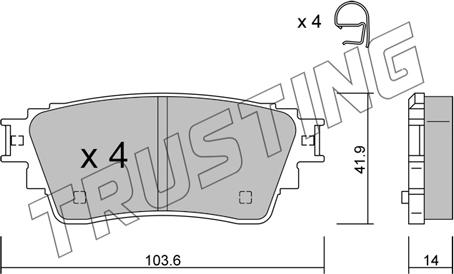 Trusting 1160.0 - Тормозные колодки, дисковые, комплект autosila-amz.com