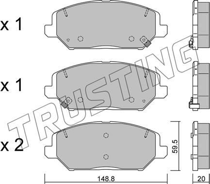 Trusting 1163.0 - Тормозные колодки, дисковые, комплект autosila-amz.com