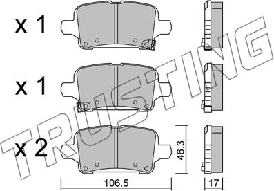 Trusting 1180.0 - Тормозные колодки, дисковые, комплект autosila-amz.com