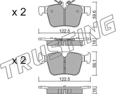 Trusting 1122.0 - Тормозные колодки, дисковые, комплект autosila-amz.com