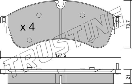 Trusting 1174.0 - Тормозные колодки, дисковые, комплект autosila-amz.com