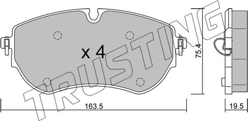 Trusting 1172.0 - Тормозные колодки, дисковые, комплект autosila-amz.com