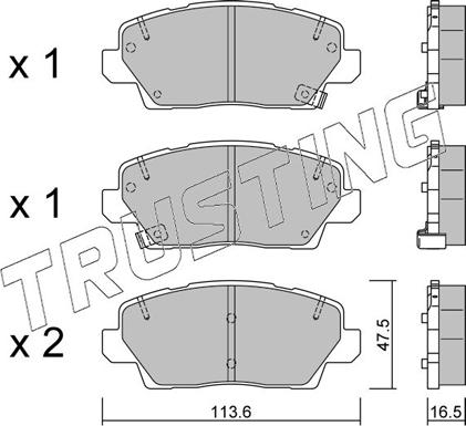 Trusting 1302.0 - Тормозные колодки, дисковые, комплект autosila-amz.com