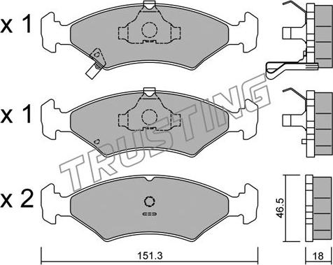 Trusting 129.0 - Тормозные колодки, дисковые, комплект autosila-amz.com