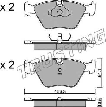 Trusting 124.0 - К-т дисков. тормоз. колодок BMW 5-й сер. 88-, 7-й сер. 86- П autosila-amz.com