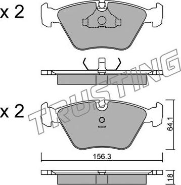 Trusting 124.2 - Тормозные колодки, дисковые, комплект autosila-amz.com