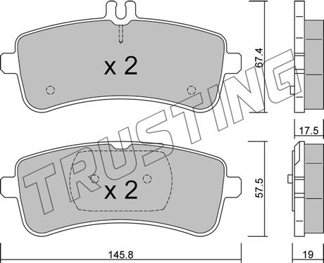 Trusting 1200.0 - Тормозные колодки, дисковые, комплект autosila-amz.com