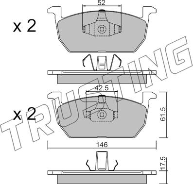 Trusting 1214.0 - Тормозные колодки, дисковые, комплект autosila-amz.com