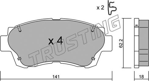 Trusting 170.0 - Тормозные колодки, дисковые, комплект autosila-amz.com