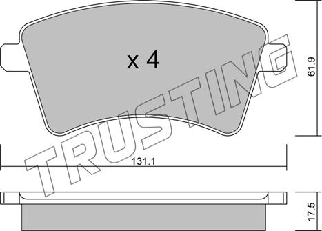 Trusting 828.2 - Тормозные колодки, дисковые, комплект autosila-amz.com