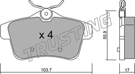 Trusting 872.0 - Тормозные колодки, дисковые, комплект autosila-amz.com