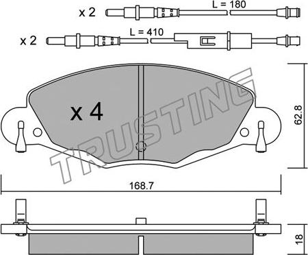 Trusting 341.0 - Тормозные колодки, дисковые, комплект autosila-amz.com