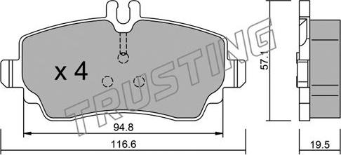 Trusting 319.1 - Тормозные колодки, дисковые, комплект autosila-amz.com