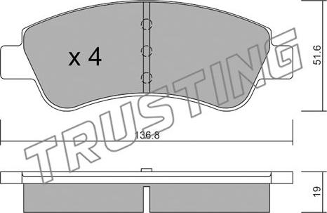 Trusting 336.0 - Тормозные колодки, дисковые, комплект autosila-amz.com