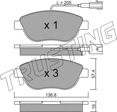 Trusting 331.0 - Тормозные колодки, дисковые, комплект autosila-amz.com