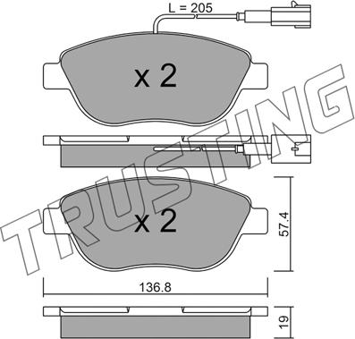 Trusting 331.3 - Тормозные колодки, дисковые, комплект autosila-amz.com