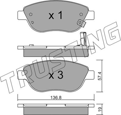 Trusting 331.2 - Тормозные колодки, дисковые, комплект autosila-amz.com