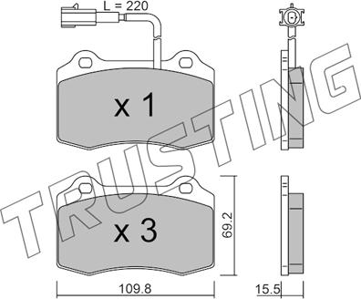 Trusting 260.7 - Тормозные колодки, дисковые, комплект autosila-amz.com