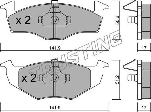 Trusting 215.0 - К-т дисков. тормоз. колодок VW Polo 95-,Skoda Fabia 99- П б/датч. autosila-amz.com