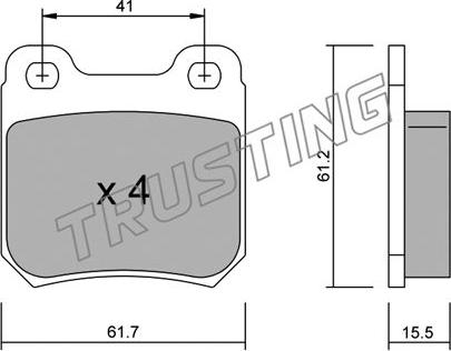 Trusting 285.0 - Тормозные колодки, дисковые, комплект autosila-amz.com