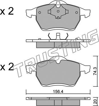 Trusting 288.0 - К-т дисков. тормоз. колодок AUDI А6, VW Шаран, Пассат 95- П б/датч. autosila-amz.com