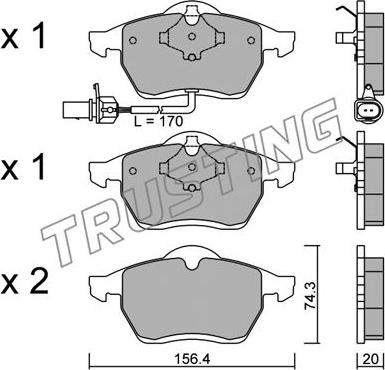 Trusting 288.1 - Тормозные колодки, дисковые, комплект autosila-amz.com