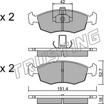 Trusting 283.3 - Тормозные колодки, дисковые, комплект autosila-amz.com