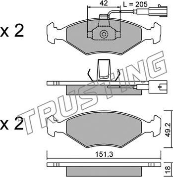 Trusting 282.1 - Тормозные колодки, дисковые, комплект autosila-amz.com