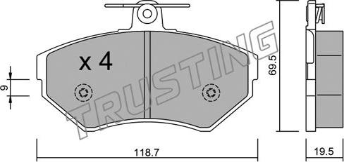 Trusting 224.0 - Тормозные колодки, дисковые, комплект autosila-amz.com