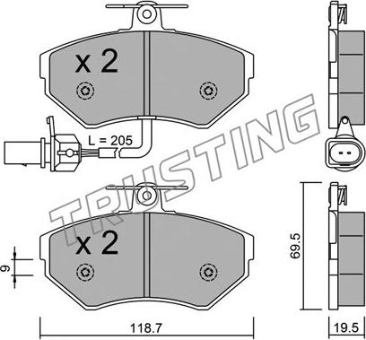 Trusting 224.2 - Тормозные колодки, дисковые, комплект autosila-amz.com