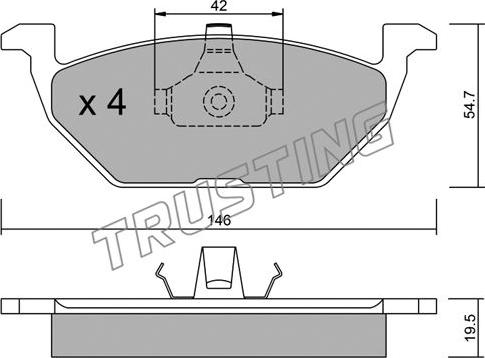 Trusting 220.0 - Тормозные колодки, дисковые, комплект autosila-amz.com