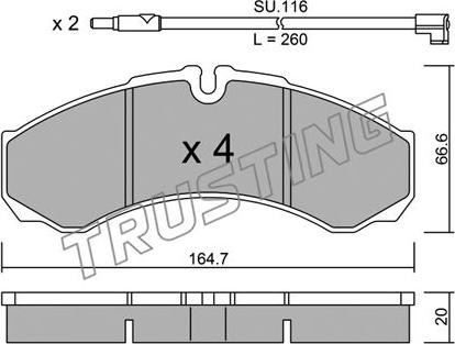 Trusting 221.7W - Тормозные колодки, дисковые, комплект autosila-amz.com