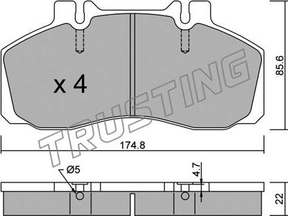 Trusting 275.0 - Тормозные колодки, дисковые, комплект autosila-amz.com