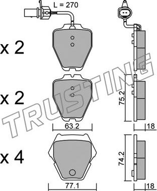 Trusting 790.1 - Тормозные колодки, дисковые, комплект autosila-amz.com