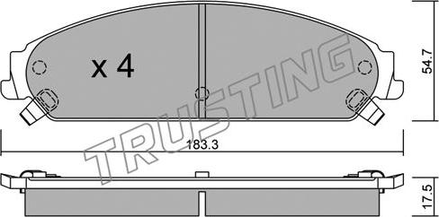 Trusting 733.0 - Тормозные колодки, дисковые, комплект autosila-amz.com