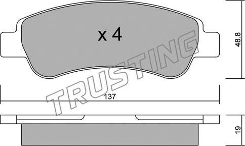 Trusting 726.0 - Тормозные колодки, дисковые, комплект autosila-amz.com