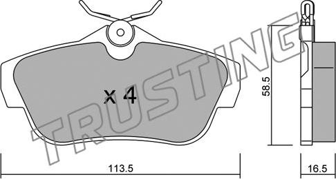 Trusting 728.0 - Тормозные колодки, дисковые, комплект autosila-amz.com