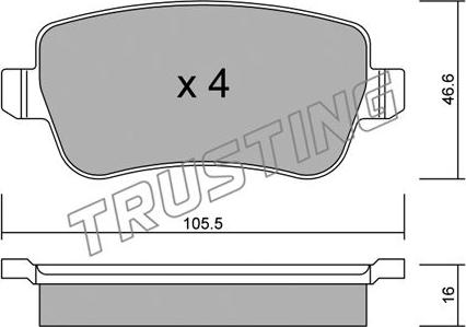 Trusting 722.0 - Тормозные колодки, дисковые, комплект autosila-amz.com