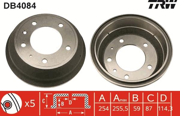 TRW DB4084 - Тормозной барабан autosila-amz.com